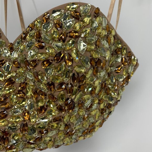 Marciano Bustier Selena Bra Top Bead Rhinestone Strapless Crop NWT - Picture 6 of 15